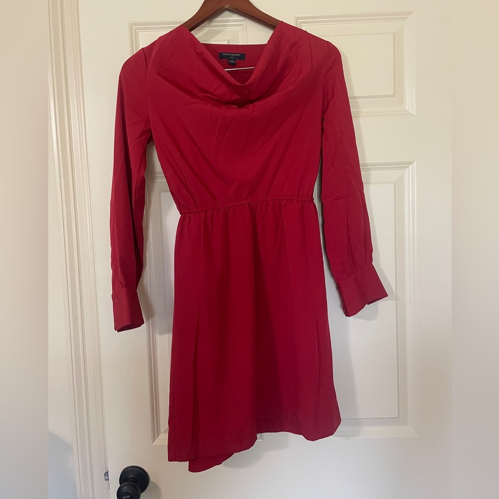Banana Republic Cowl Neck Red Dress Lined 00P Petite EUC